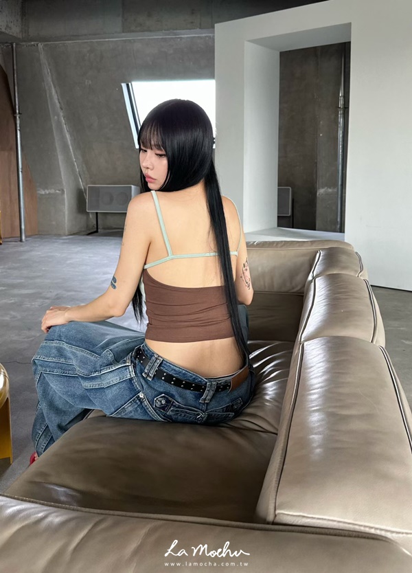 拼接色細肩美背BRA背心